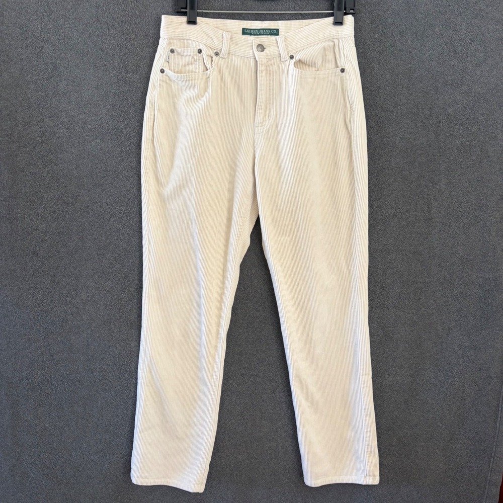 Lauren Ralph Lauren Corduroy Pants Womens 31 Cream Straight Leg Classic Preppy